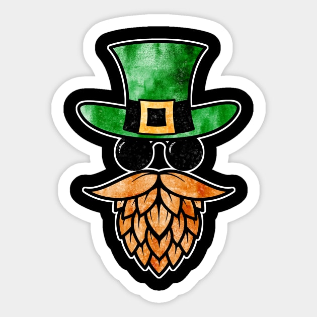 Beer Lover's Hipster Hops Leprechaun for St. Patick's Day Sticker by cottoncanvas